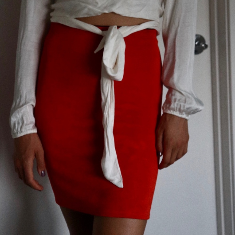 Reformation Orange/Red Tube Skirt